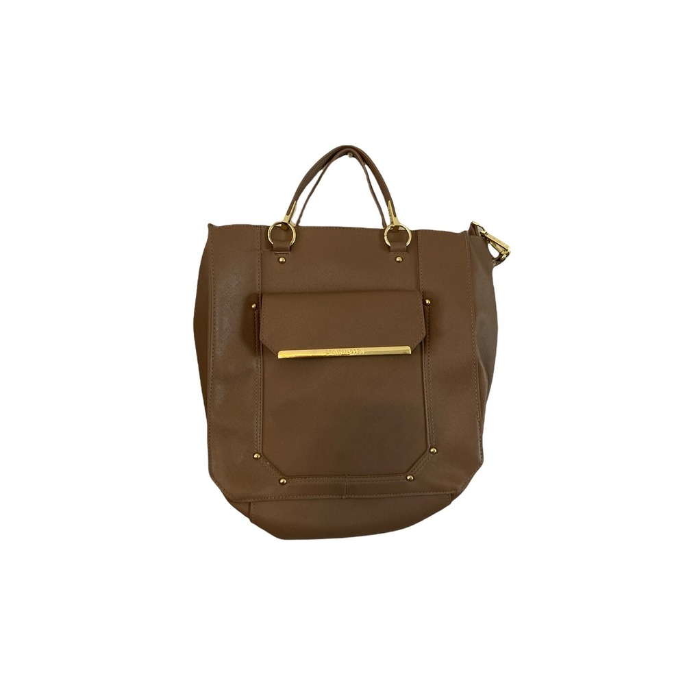 Steve Madden Large Light Brown Faux‎ Leather Convertible Shoulder Tote Bag Purse